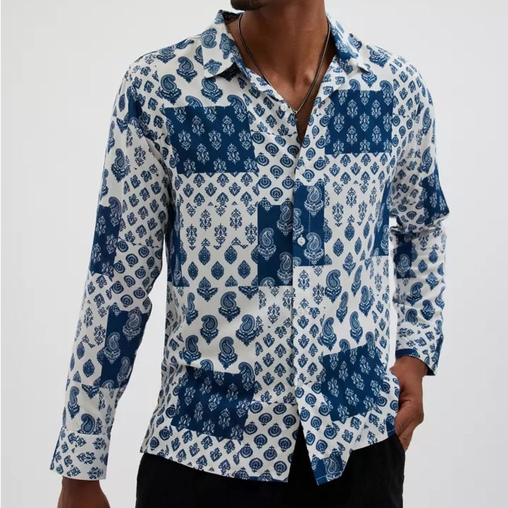 Raga Man Verdant Long Sleeve Button-Down Shirt